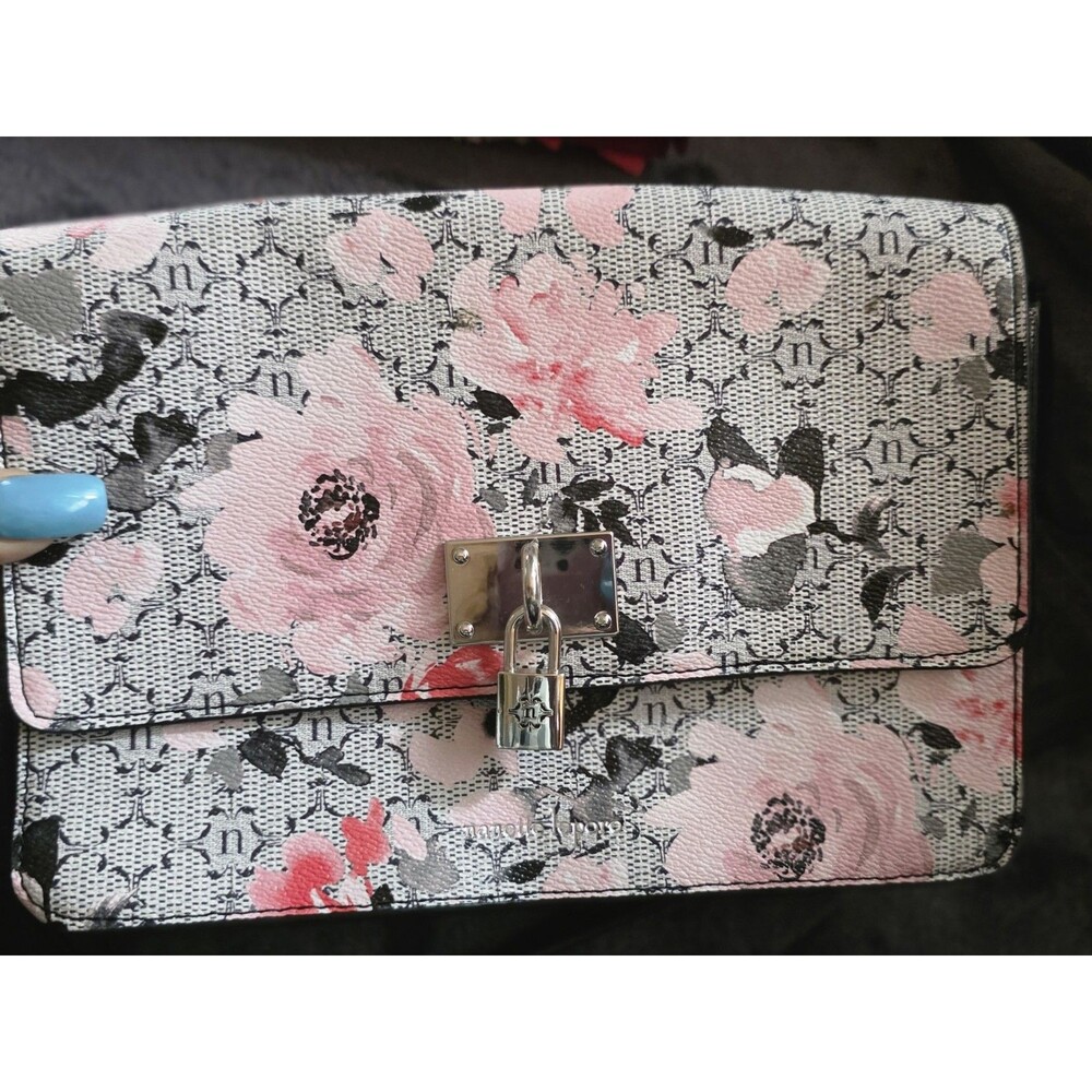 Summer NANETTE LEPORE Pretty Floral CROSSBODY Lock ClaspDesign Purse Bag EuC